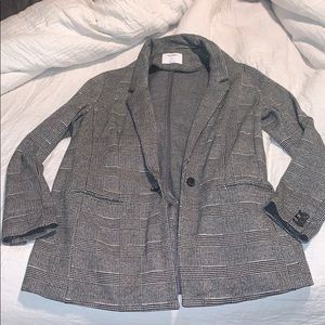Plaid houndstooth blazer
